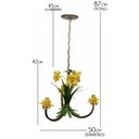 Ver imagem 2 de Lustre para Sala Artesanal de Ferro Rustico com Flores 03 Bocas - Amarelo