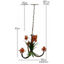 Ver imagem 2 de Lustre para Sala Artesanal de Ferro Rustico com Flores 03 Bocas - Laranja