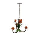 Ver imagem 1 de Lustre para Sala Artesanal de Ferro Rustico com Flores 03 Bocas - Laranja