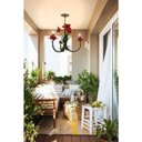 Ver imagem 3 de Lustre para Sala Artesanal de Ferro Rustico com Flores 03 Bocas - Laranja
