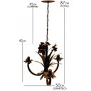 Ver imagem 2 de Lustre para Sala Artesanal de Ferro Rustico com Flores 03 Bocas - Verniz