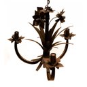 Ver imagem 5 de Lustre para Sala Artesanal de Ferro Rustico com Flores 03 Bocas - Verniz