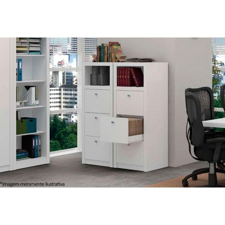 Arquivo de Escritório ME4118 c/ 3 Gavetas e 1 Nicho Branco - Tecno Mobili - 4