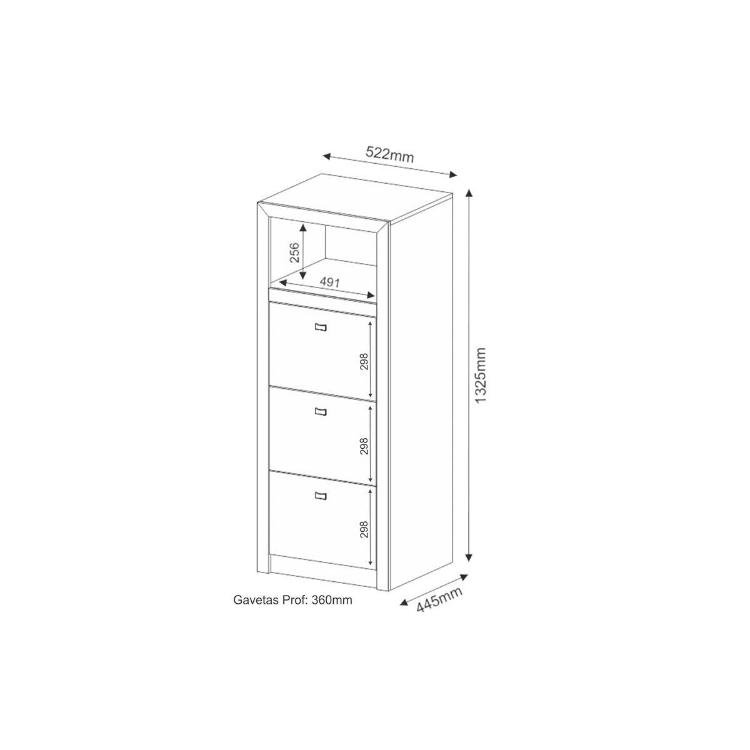 Arquivo de Escritório ME4118 c/ 3 Gavetas e 1 Nicho Branco - Tecno Mobili - 3