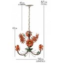 Ver imagem 2 de Lustre Rustico Sala de Estar Pendente com Flores Ouro Antigo 03 Braços - Laranja