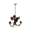 Ver imagem 1 de Lustre Rustico Sala de Estar Pendente com Flores Ouro Antigo 03 Braços - Verniz