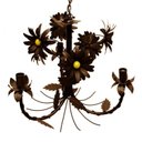 Ver imagem 3 de Lustre Rustico Sala de Estar Pendente com Flores Ouro Antigo 03 Braços - Verniz