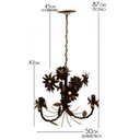 Ver imagem 2 de Lustre Rustico Sala de Estar Pendente com Flores Ouro Antigo 03 Braços - Verniz