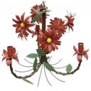 Ver imagem 3 de Lustre Rustico Sala de Estar Pendente com Flores Ouro Antigo 03 Braços - Vermelho escuro