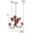 Ver imagem 2 de Lustre Rustico Sala de Estar Pendente com Flores Ouro Antigo 03 Braços - Vermelho escuro