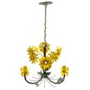 Ver imagem 1 de Luminária de Teto Artesanal Para Sala de Jantar com Flores 03 Bocas - Amarelo