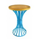 Ver imagem 1 de Mesa Lateral de Canto para Sala de Jantar Artesanal Rustica Decorativa de Ferro - Azul Turquesa