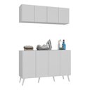 Ver imagem 1 de Conjunto Lavanderia Retrô Multiuso Armário Aéreo e Balcão 4 Portas Multimóveis Mp5053 Branco