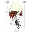 Ver imagem 2 de Abajur Artesanal em Ferro de Canto de Quarto com Flores e Cúpula - Vermelho Escuro