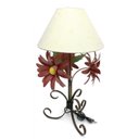 Ver imagem 1 de Abajur Artesanal em Ferro de Canto de Quarto com Flores e Cúpula - Vermelho Escuro