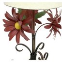 Ver imagem 3 de Abajur Artesanal em Ferro de Canto de Quarto com Flores e Cúpula - Vermelho Escuro