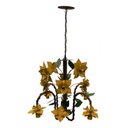 Ver imagem 1 de Lustre para Sala de Estar Rustica com Flores de Ferro Artesanais - Amarelo