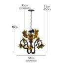 Ver imagem 2 de Lustre para Sala de Estar Rustica com Flores de Ferro Artesanais - Amarelo