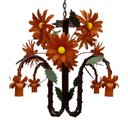 Ver imagem 5 de Lustre Moderno de Flores Artesanal com Bocal para Baixo Iluminação Sala Grande - Laranja
