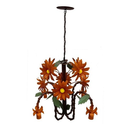 Lustre Moderno de Flores Artesanal com Bocal para Baixo Iluminação Sala Grande - Verniz