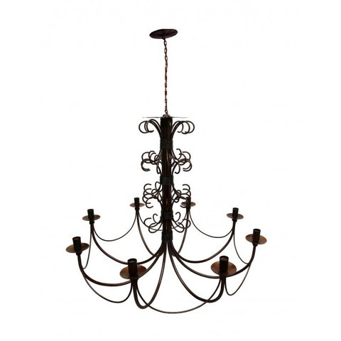 Lustre Para Sala de Jantar Rustico Envelhecido Artesanal de Ferro Grande