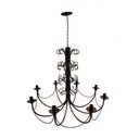 Ver imagem 1 de Lustre Para Sala de Jantar Rustico Envelhecido Artesanal de Ferro Grande