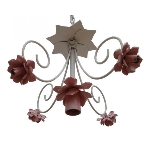 Pendente Moderno de Flores em Ferro Artesanal Para Iluminação de Banheiro - Rosa