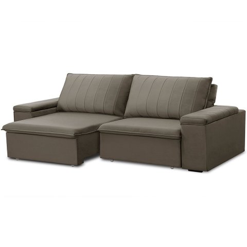Sofá 3 Lugares Retrátil Reclinável para Sala 225cm Malfati F04 Veludo Marrom Claro - Lyam Decor