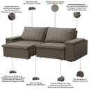 Ver imagem 4 de Sofá 3 Lugares Retrátil Reclinável para Sala 225cm Malfati F04 Veludo Marrom Claro - Lyam Decor