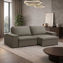 Ver imagem 3 de Sofá 3 Lugares Retrátil Reclinável para Sala 225cm Malfati F04 Veludo Marrom Claro - Lyam Decor