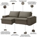 Ver imagem 4 de Sofá 3 Lugares Retrátil Reclinável para Sala 225cm Malfati F04 Veludo Marrom Claro - Lyam Decor