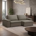 Ver imagem 3 de Sofá 3 Lugares Retrátil Reclinável para Sala 225cm Malfati F04 Veludo Marrom Claro - Lyam Decor