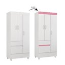 Ver imagem 3 de Guarda Roupa Roupeiro Solteiro 32860 03 Portas 02 Gavetas Wind Branco Rosa Flex Demóbile