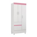 Ver imagem 2 de Guarda Roupa Roupeiro Solteiro 32860 03 Portas 02 Gavetas Wind Branco Rosa Flex Demóbile
