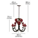 Ver imagem 2 de Lustre Ornamental Decorativo Para Sala de Estar Colonial - Vermelho escuro