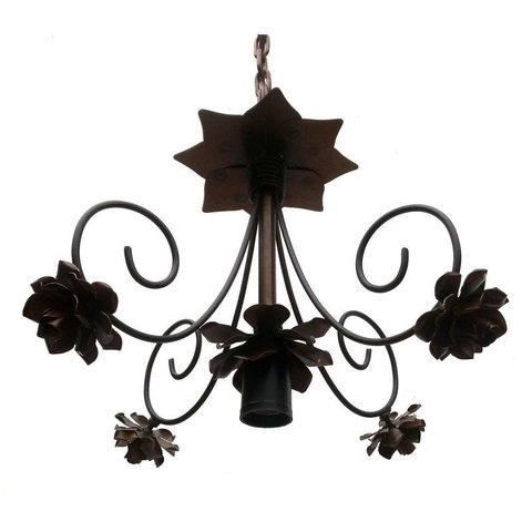 Pendente Luminária De Metal Com Flores Simples Para Iluminação de Banheiro - Verniz