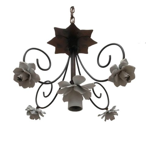 Pendente Luminária De Metal Com Flores Simples Para Iluminação de Banheiro - Branco & Verniz