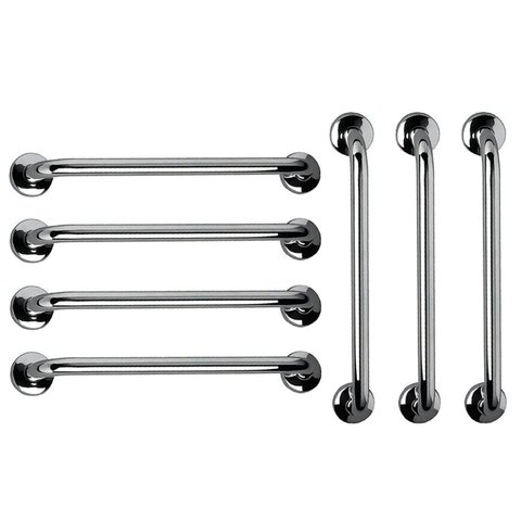 Barra de Apoio Aço Inox 60cm Kit 7 Unidades Banheiro Box Acessibilidade Segurança Idoso Parede Corri