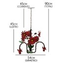 Ver imagem 2 de Luminária de Ferro para Teto Rústica com Flores Varias Cores para Sala de Estar - Vermelho