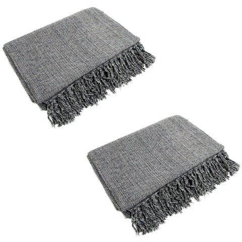 Kit 2 Mantas para Sofá Tipo Manta Capa de Sofá 2,40 X 1,80 Várias Cores:cinza Mesclado