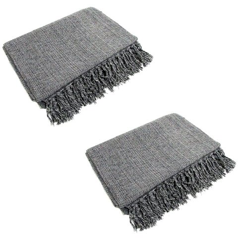 Kit 2 Mantas para Sofá Tipo Manta Capa de Sofá 2,40 X 1,80 Várias Cores:cinza Mesclado