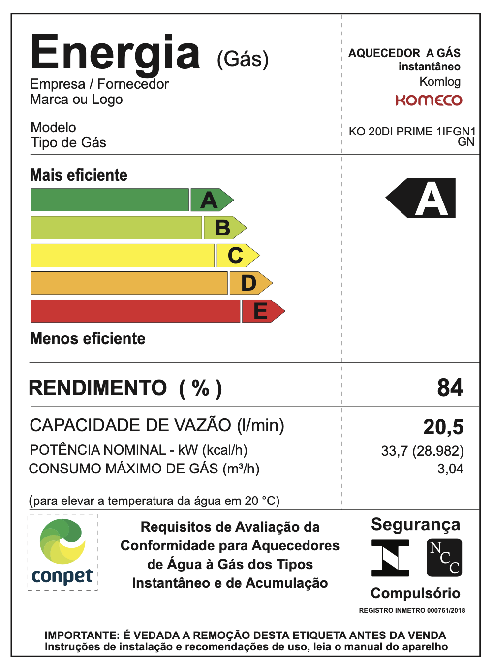 Aquecedor de Água a Gás Komeco Ko 21 Di Prime Inox Digital 21 Litros Bivolt Gás Gn - 7