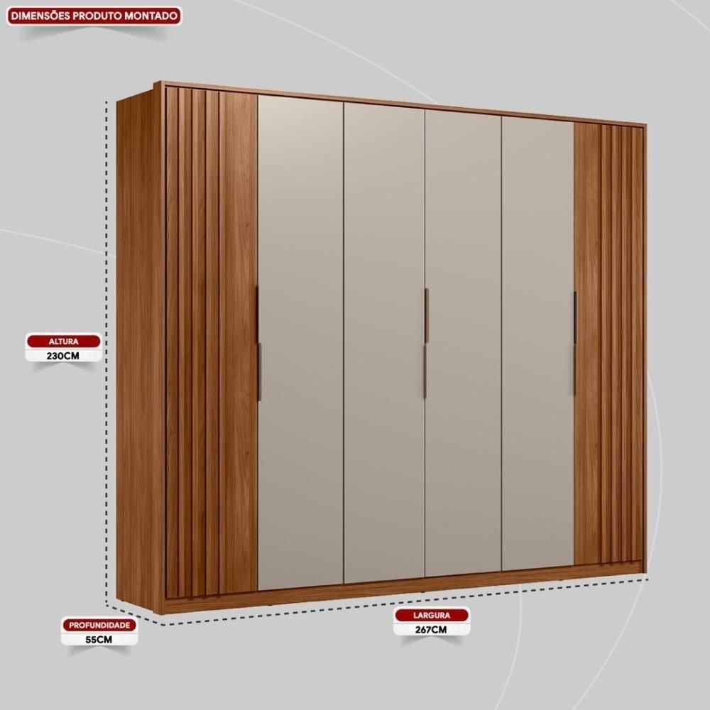 Guarda Roupa Casal 6 Portas com Ripado e 6 Gavetas Equador Prime Tx Nogueira-nude - 2