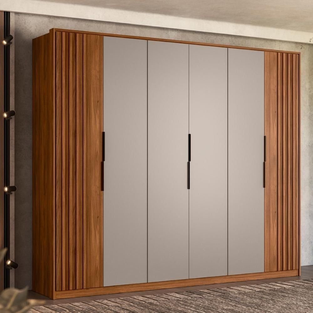 Guarda Roupa Casal 6 Portas com Ripado e 6 Gavetas Equador Prime Tx Nogueira-nude - 1