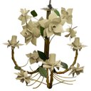 Ver imagem 1 de Lustre Artesanal para Sala de Jantar 03 Bocais Flores de Ferro - Marfim