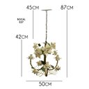 Ver imagem 2 de Lustre Artesanal para Varanda Rustico de Ferro Com Flores 03 Bocas - Marfim