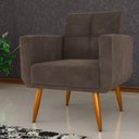 Ver imagem 5 de Poltrona e Puff Ébano para Sala Veludo Conforto Assento D23 e D20 Marrom Matrix