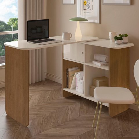Mesa Escrivaninha Giratoria 3 em 1 Cinamomo Off White Arly