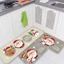 Ver imagem 2 de Kit de 3 Tapetes para Cozinha Natalinos Papai Noel e Animaizinhos Antiderrapante