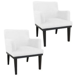 Kit 2 Poltronas Decorativa Vitória para Sala e Recepção Suede Branco - D'Rossi - 1